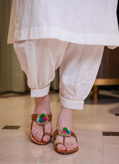 Cotton Linen Lotus Kurta Set