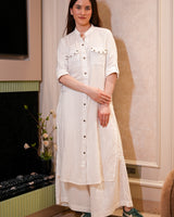 White Crinkled Cotton Kurta Set