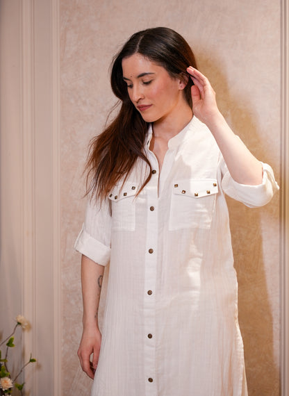 Crinkled Cotton Kurta Pant Set