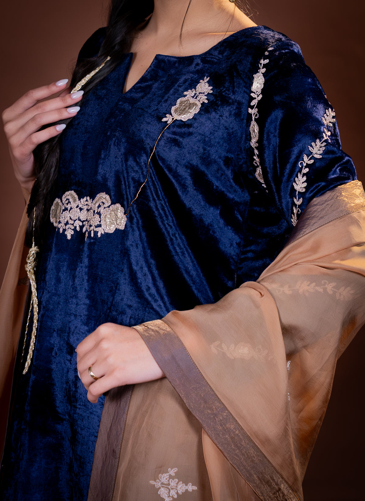 Midnght Blue Velvet & Organza Set