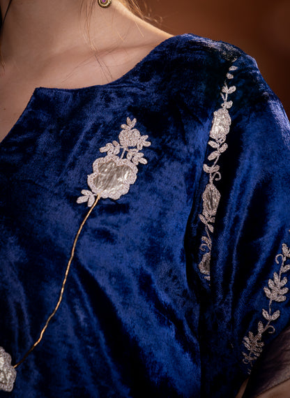 Midnght Blue Velvet & Organza Set
