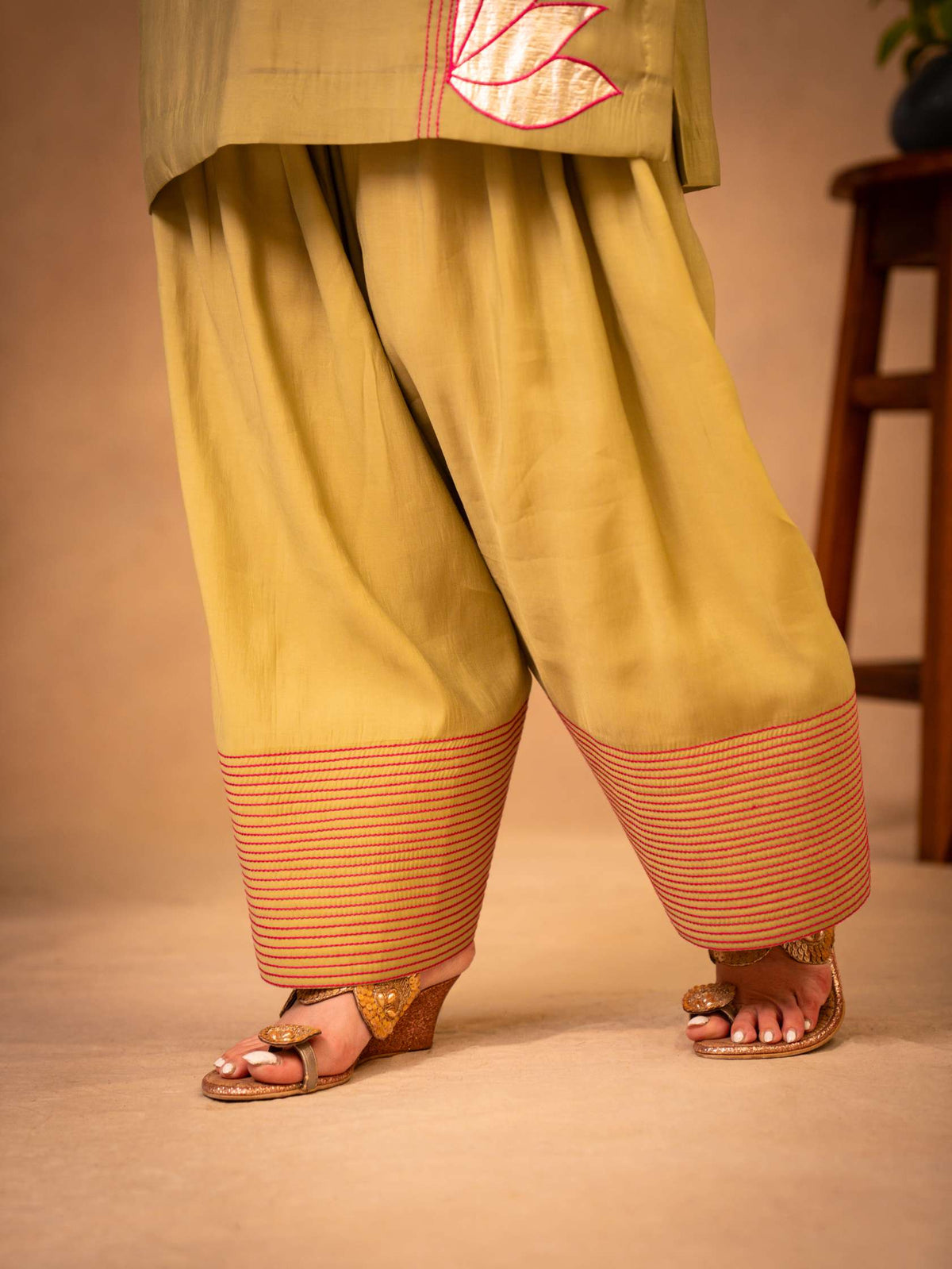 Sage Green & Hot Pink Farshi Salwar Set with Dupatta