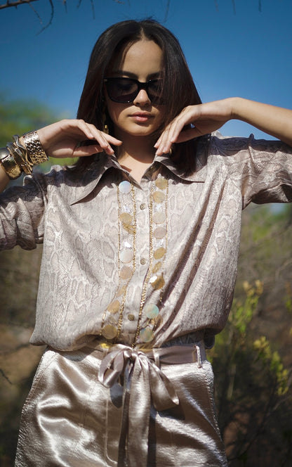 Tailored Blouse & Signature Shorts - Bronze