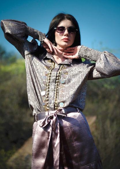 Tailored Blouse & Signature Shorts - Bronze