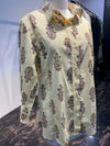 Full Sleeves Block Print Co-Ord Set With Culottes Pants And Beading Lace