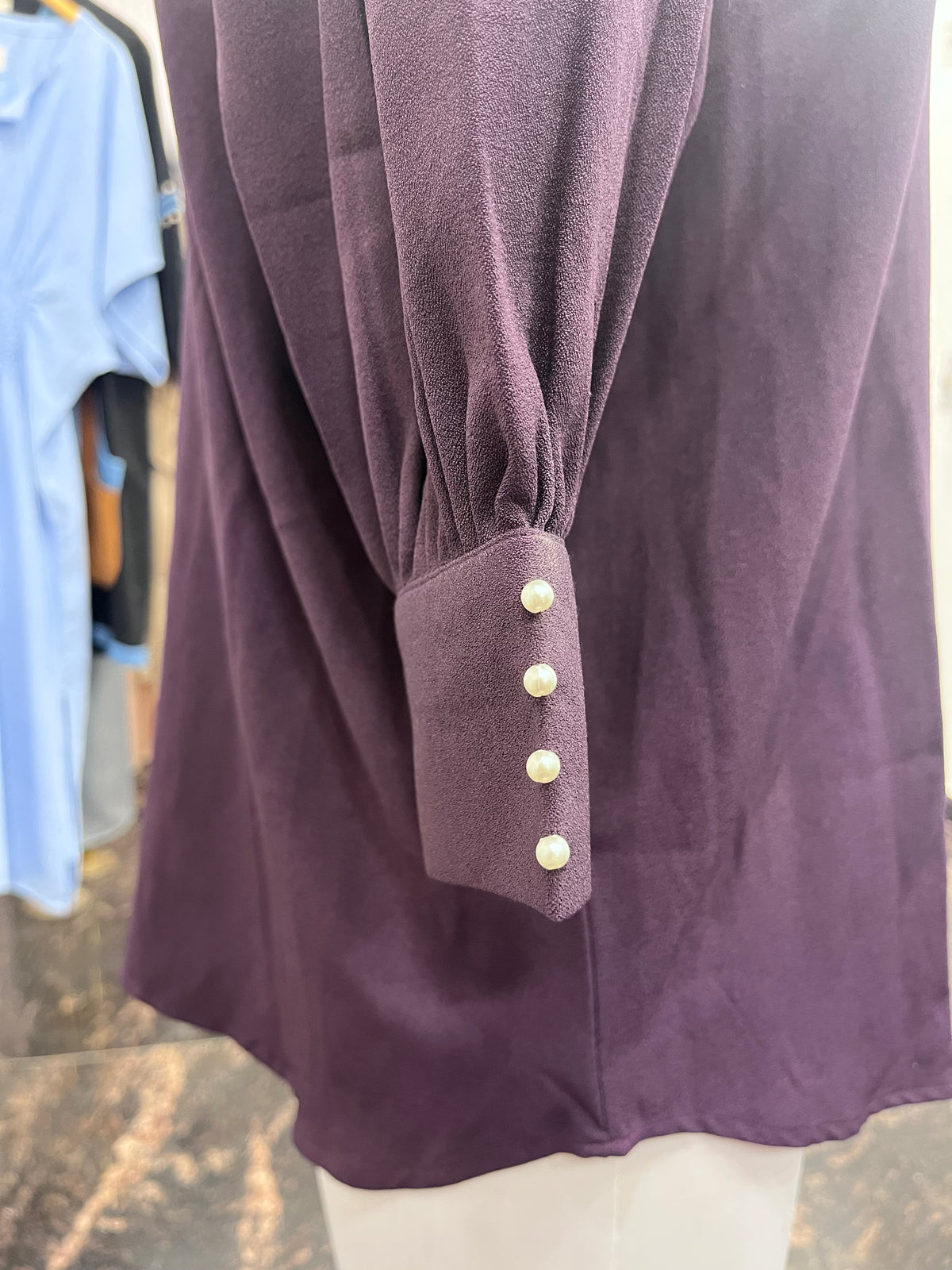 Banana Crepe Formal Top With Pearl Detailing