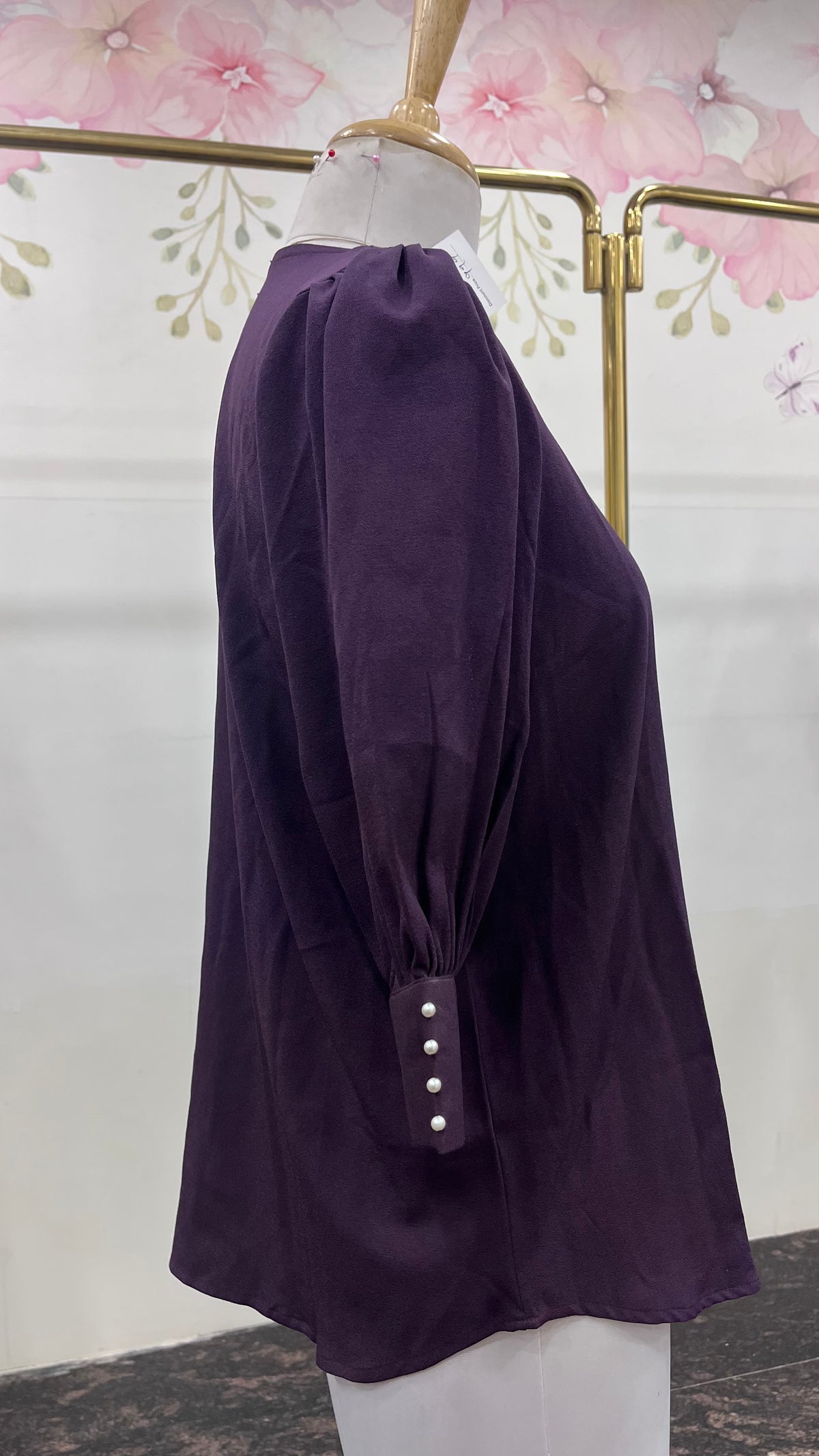 Banana Crepe Formal Top With Pearl Detailing