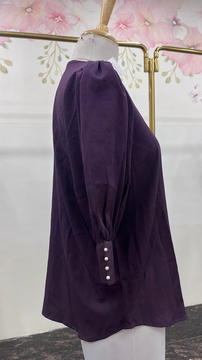 Banana Crepe Formal Top With Pearl Detailing