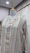 Pastel Stripes Pure Cotton Three-Fourth Sleeves Kurta