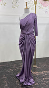 Satin One Side Shoulder Drape Gown