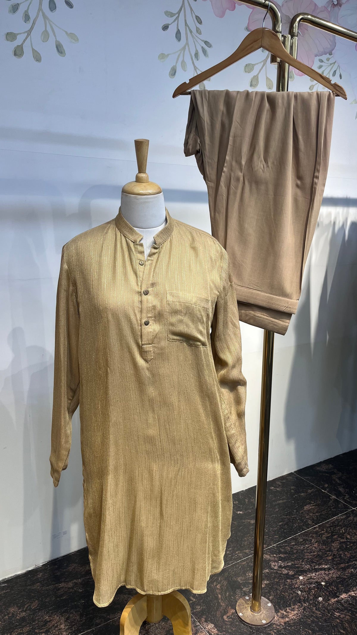 Formal woven kurta with pathani salwar (Georgette Base)