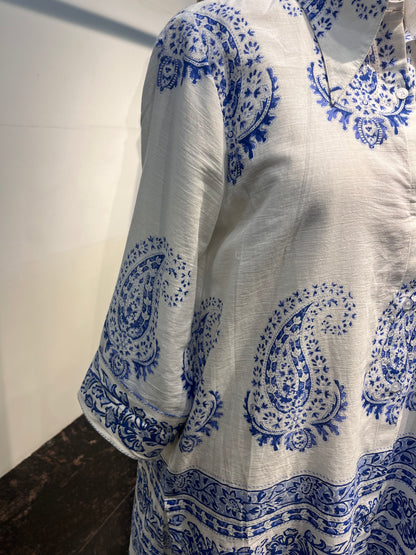 Linen Cotton Block Print Co-ord Set with Culottes
