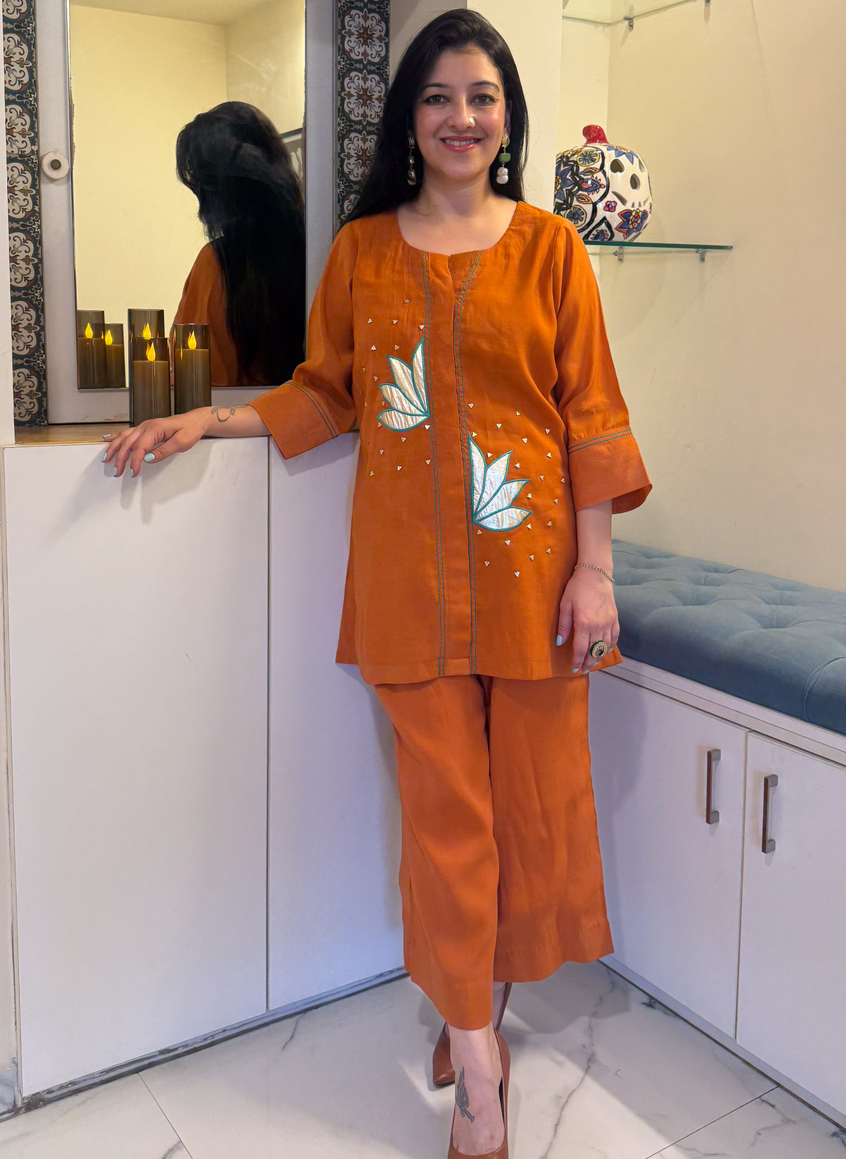 Burnt Ochre Co-ord Set with Parallel Pants
