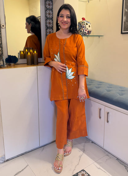 Burnt Ochre Co-ord Set with Parallel Pants
