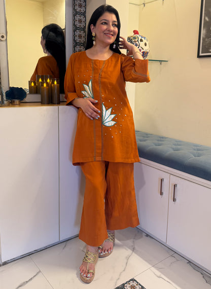 Burnt Ochre Co-ord Set with Parallel Pants