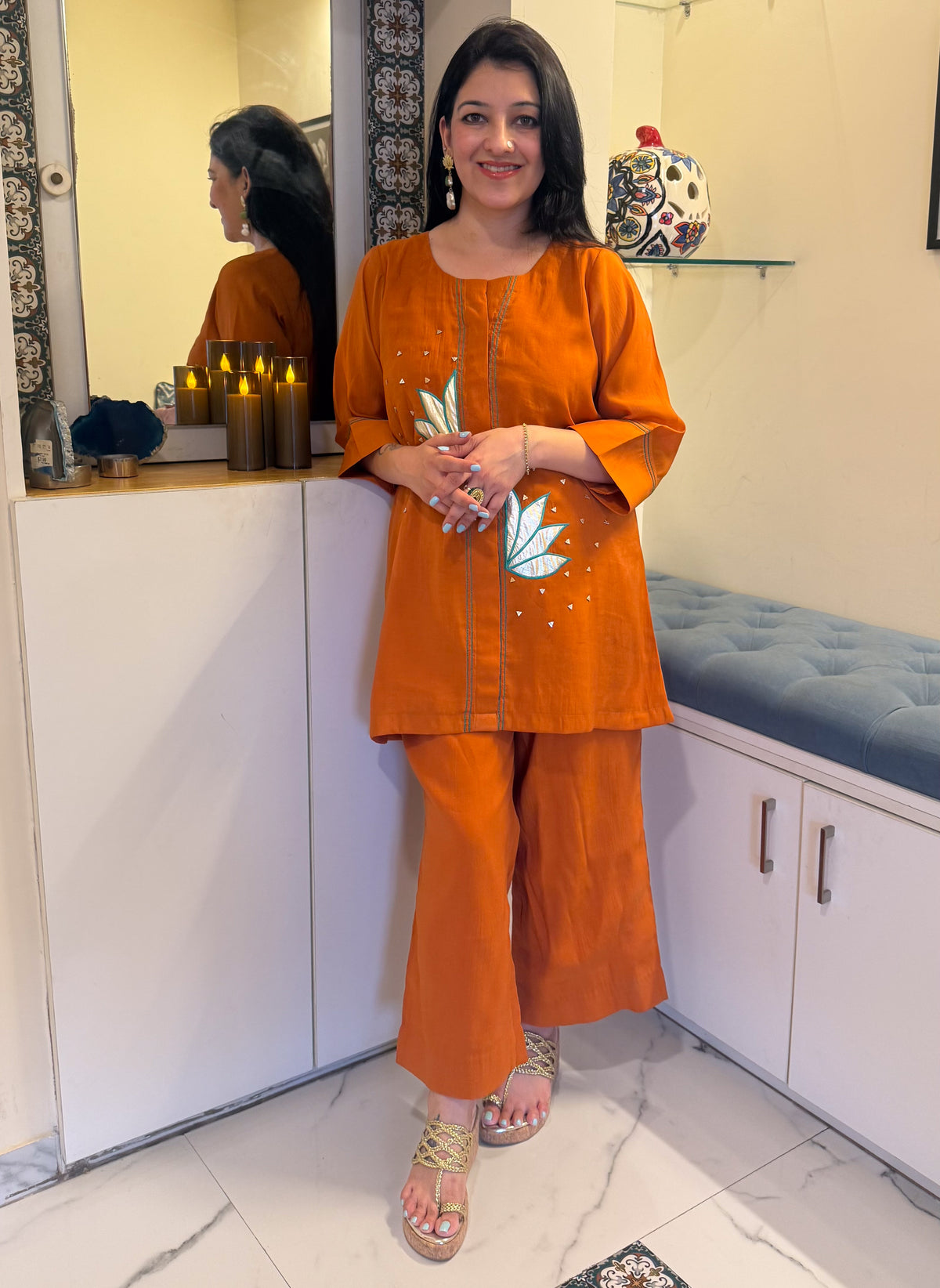 Burnt Ochre Co-ord Set with Parallel Pants
