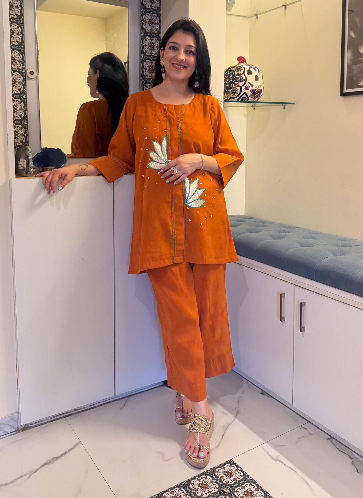 Burnt Ochre Co-ord Set with Parallel Pants