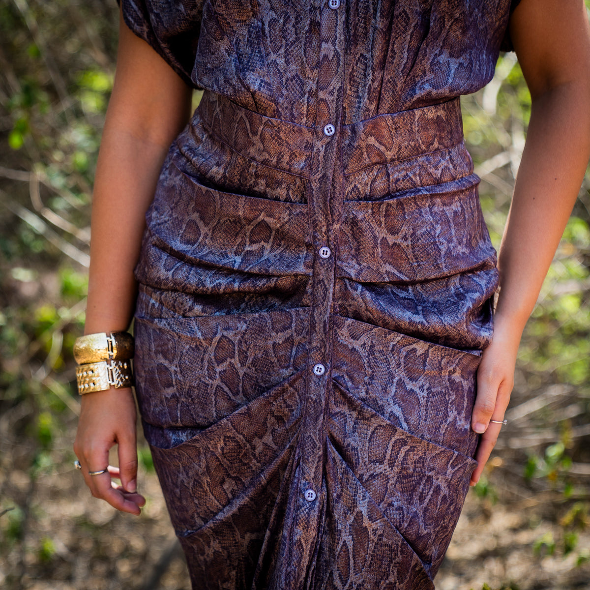 Ruched Silhouette with Front Slit - Label Sakshi Nayyar