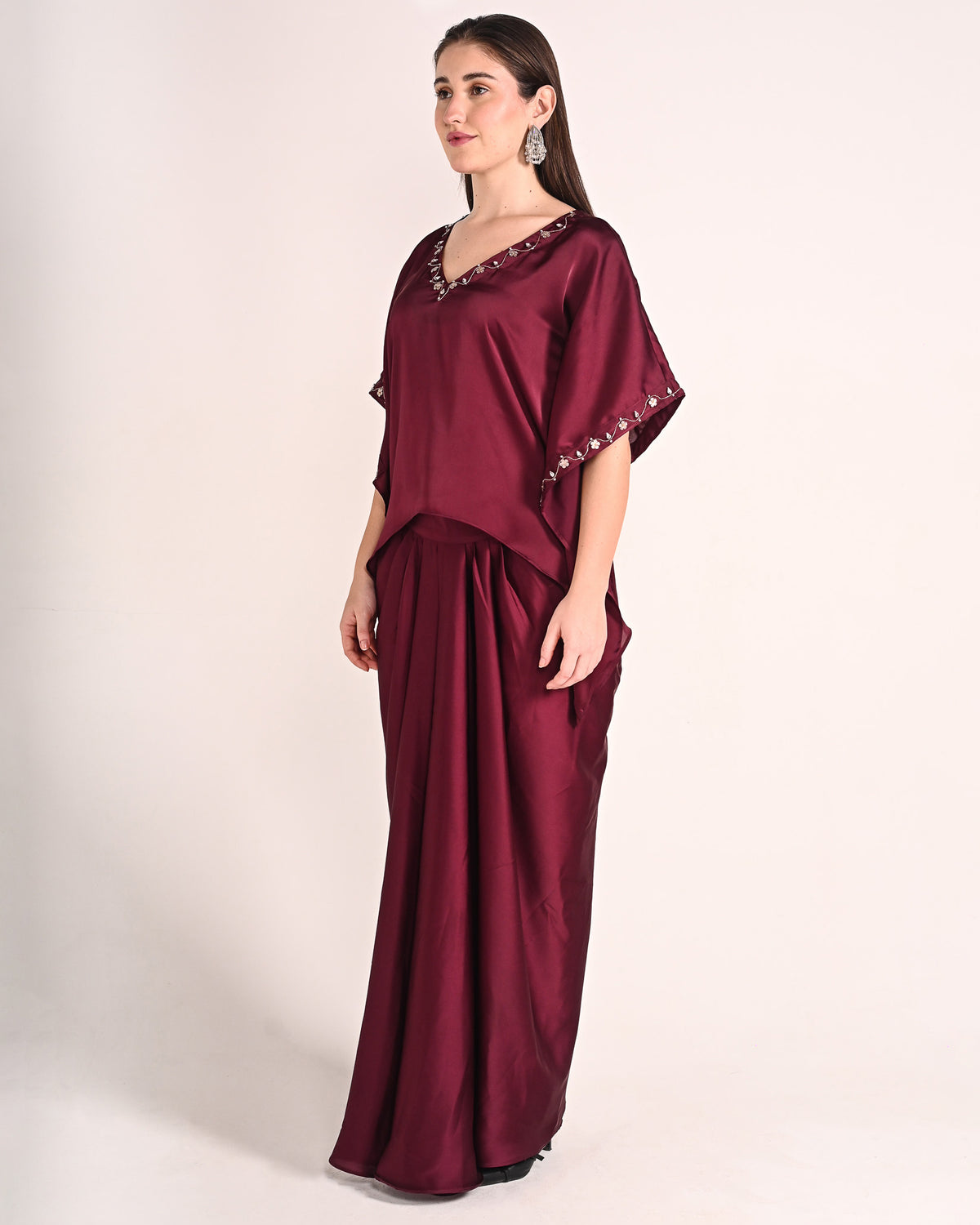 Mahogany Red Satin Drape Set