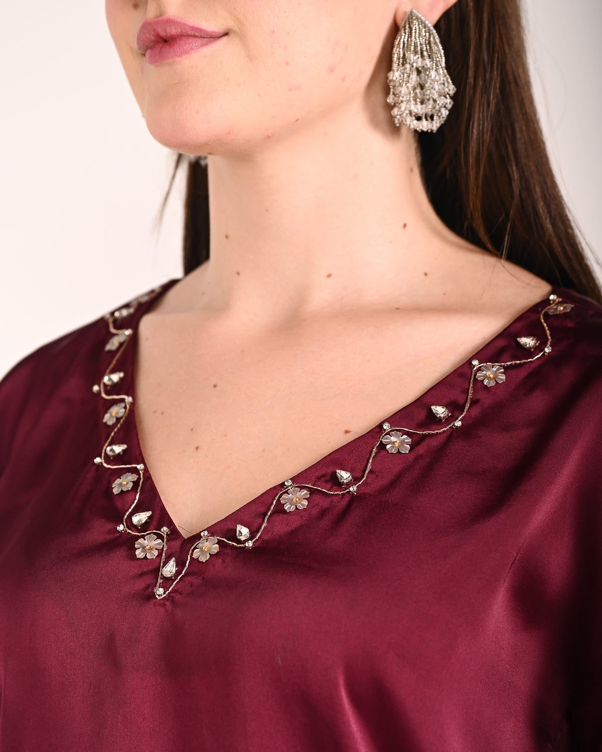Mahogany Red Satin Drape Set