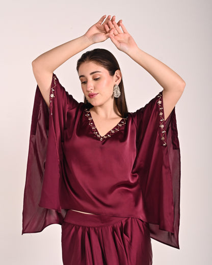 Mahogany Red Satin Drape Set