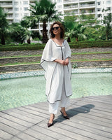 White Italian Cotton Kaftan with Pants
