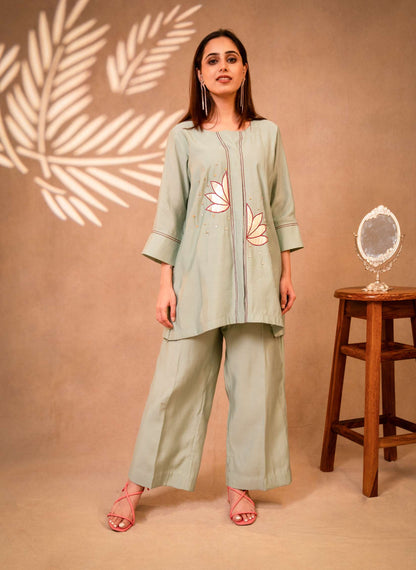 Mint Green Co-ord Set with Parallel Pants
