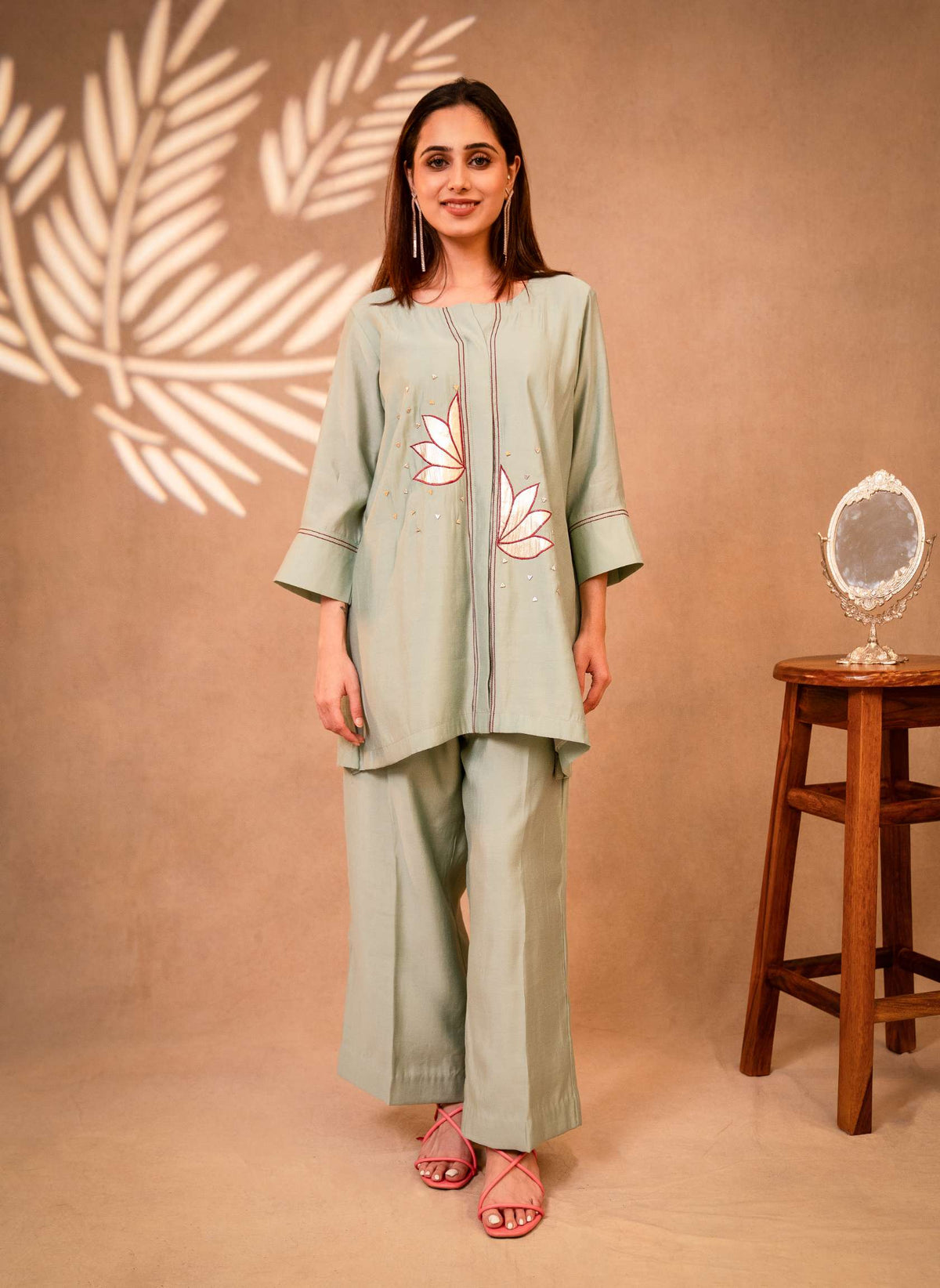 Mint Green Co-ord Set with Parallel Pants
