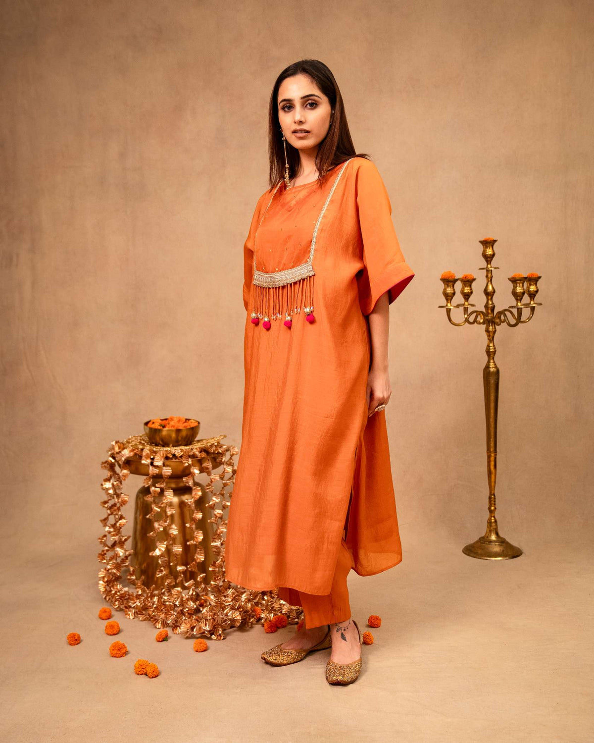 Burnt Ochre Kaftan with Pants