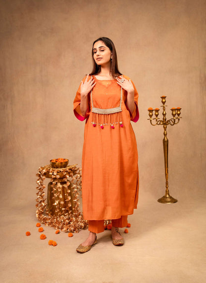 Burnt Ochre Kaftan with Pants