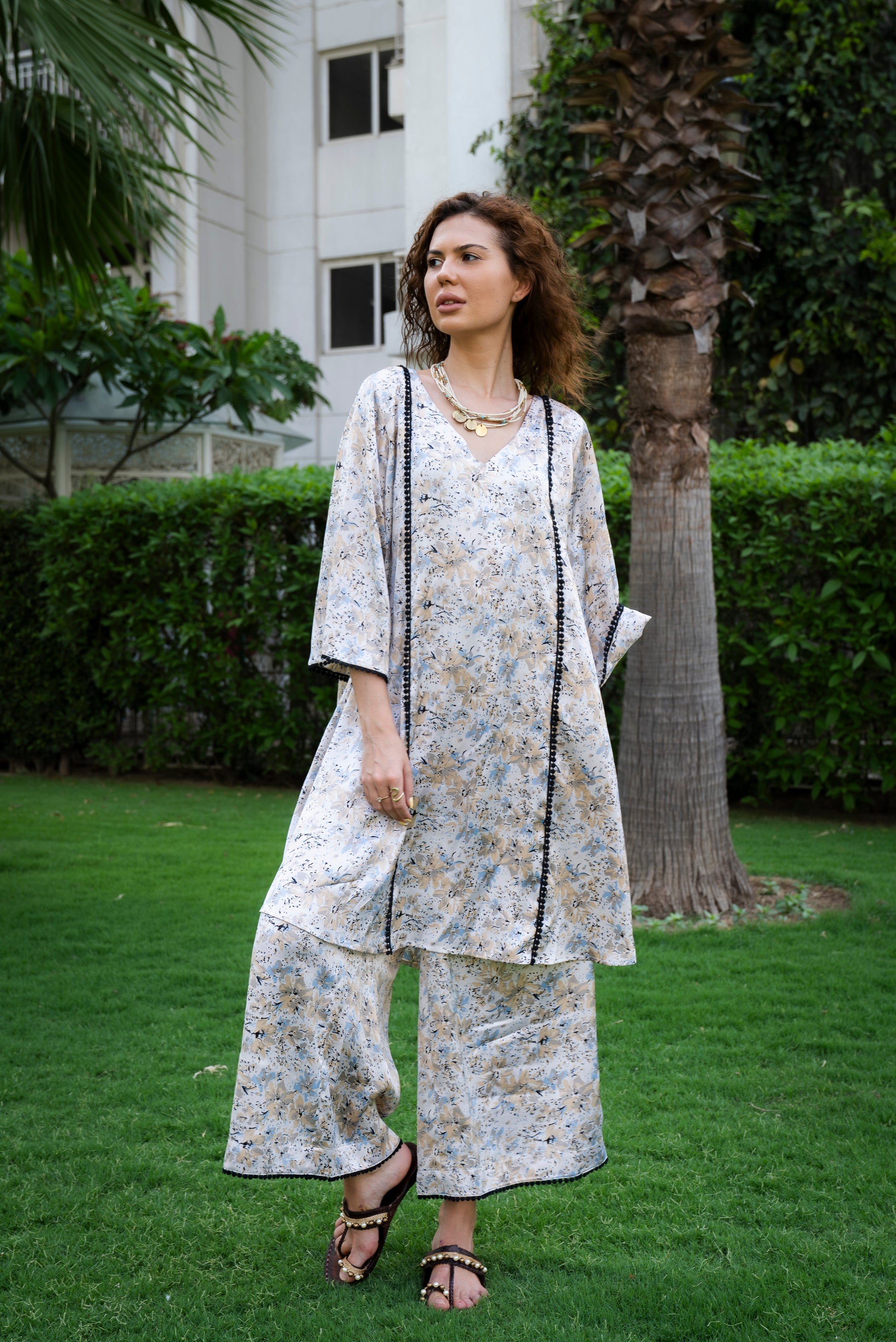 Pakistani Style A Line Short Kurta & Pants - Label Sakshi Nayyar
