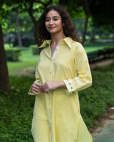 Yellow Cotton Kurta Pant Set for Women