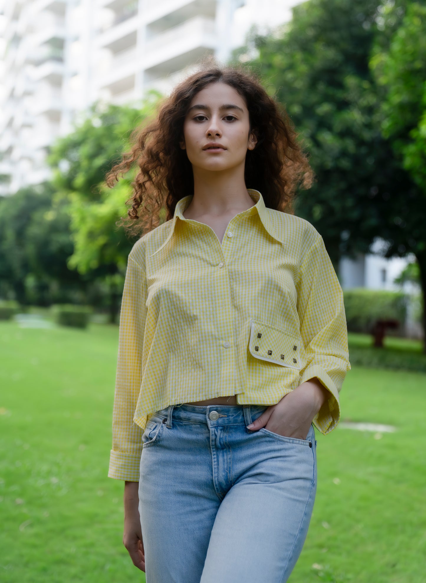 Sunlit Ember Crop Shirt