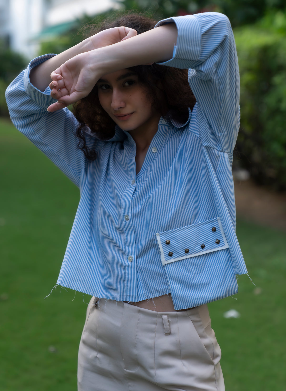 Celestial Ember Crop Shirt - Label Sakshi Nayyar