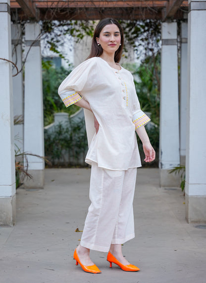 Neon Yellow Chambray Cotton Co-Ord Set with Culottes