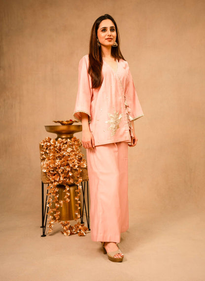 Powder Pink Angrakha Co-ord Set