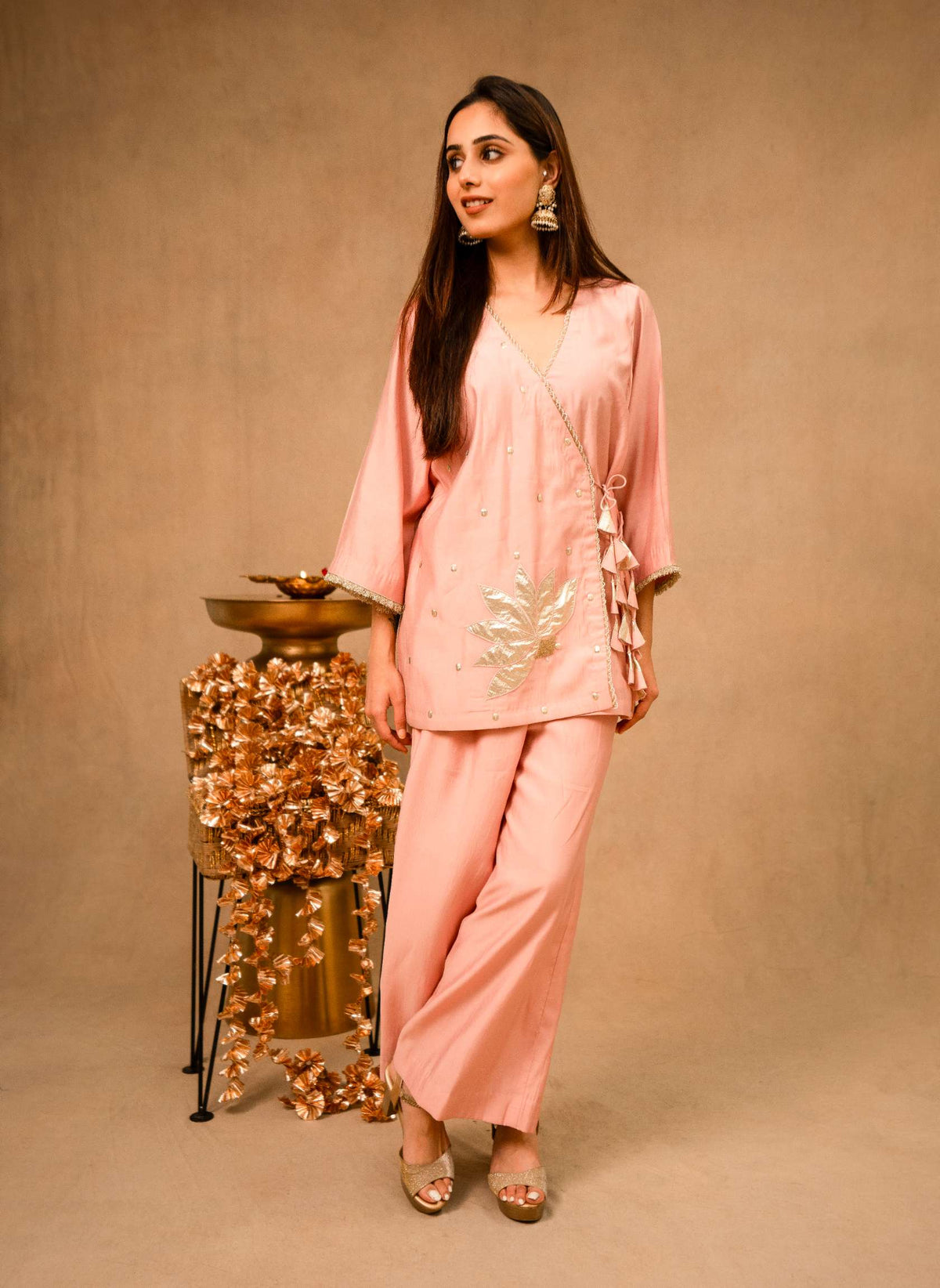 Powder Pink Angrakha Co-ord Set