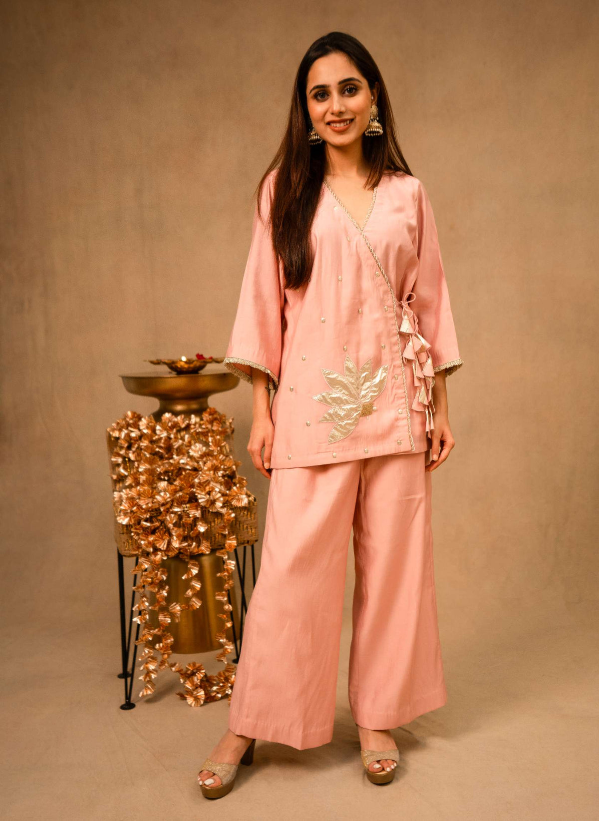 Powder Pink Angrakha Co-ord Set
