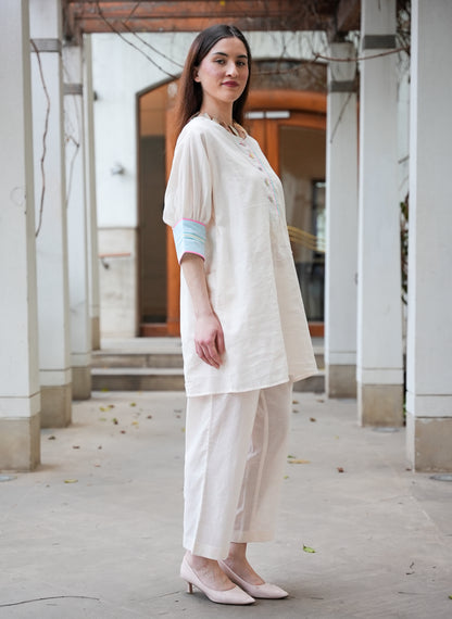Neon Pink Chambray Cotton Co-Ord Set with Culottes