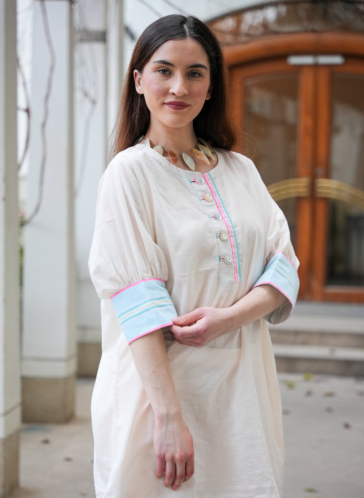 Neon Pink Chambray Cotton Co-Ord Set with Culottes