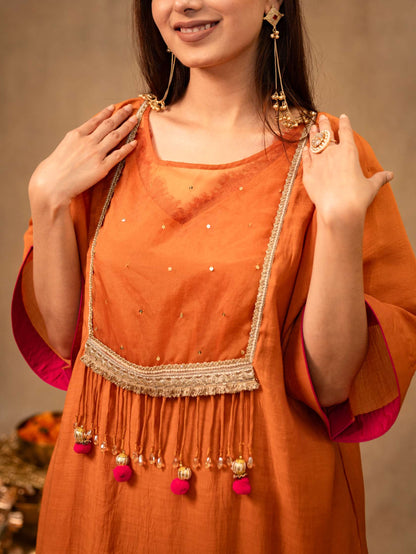 Burnt Ochre Kaftan with Pants