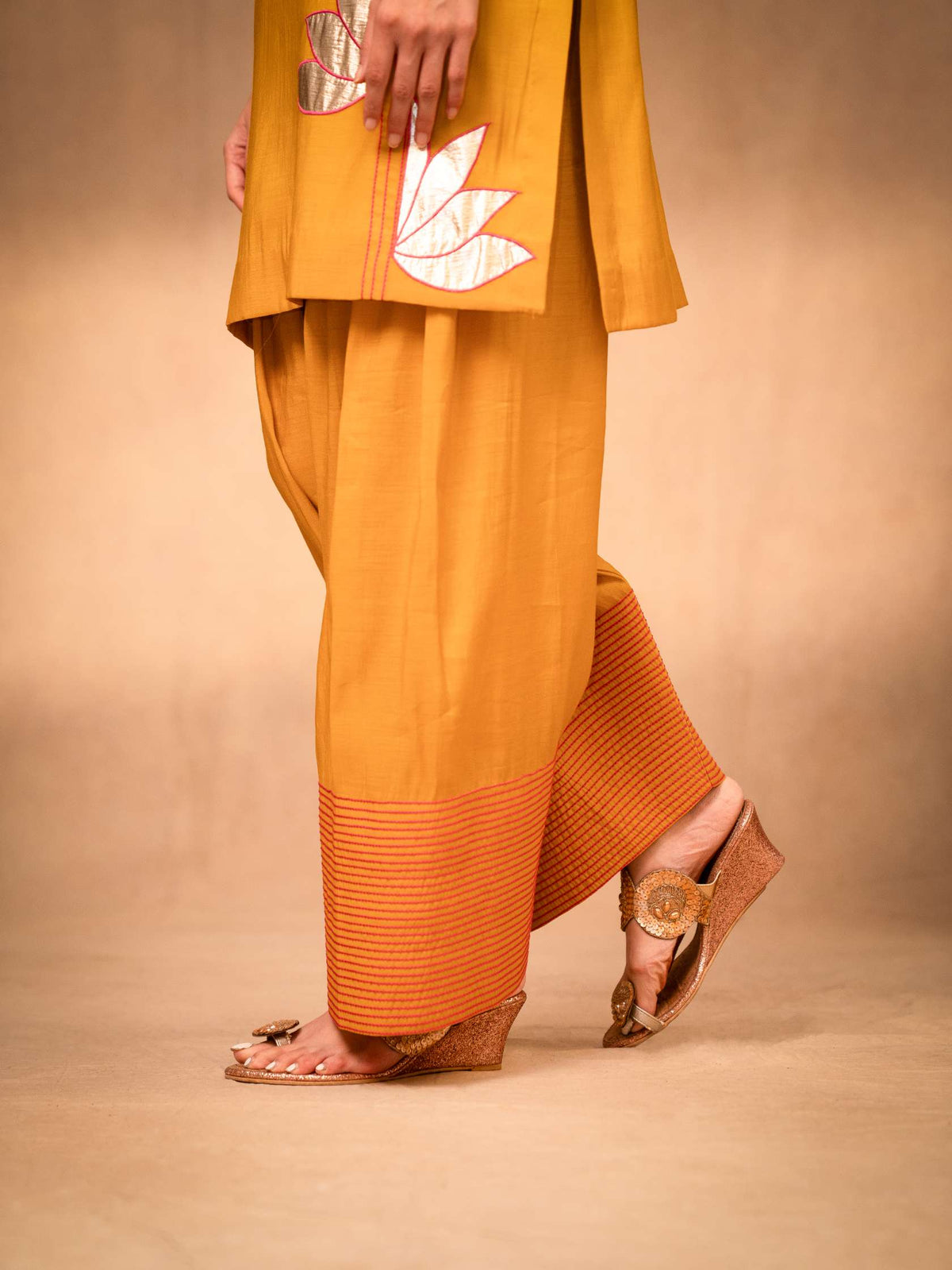 Mustard & Hot Pink Farshi Salwar Set with Dupatta
